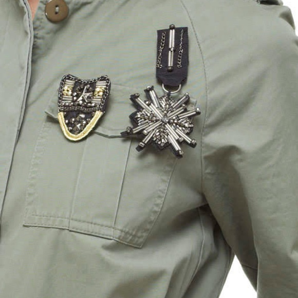 Khaki Green Belted Military Jacket  Trench - Picture 4 of 6